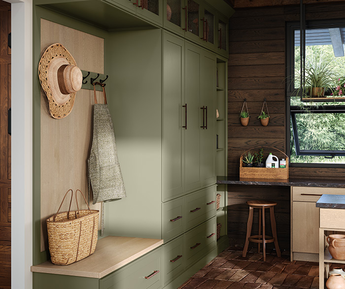 Green Mudroom Cabinets