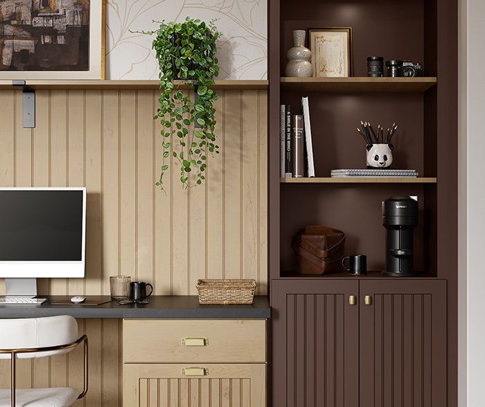Sophisticated Elegance: A Dual-Function Space in Dark Brown Hues
