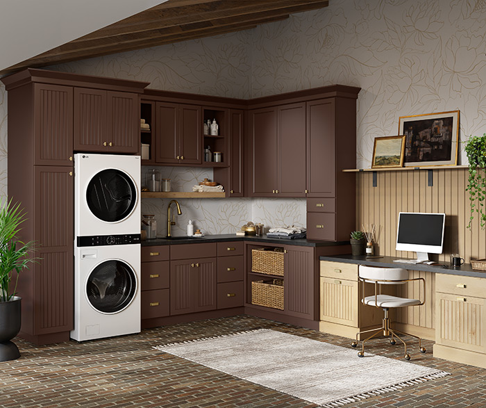 Sophisticated Elegance: A Dual-Function Space in Dark Brown Hues